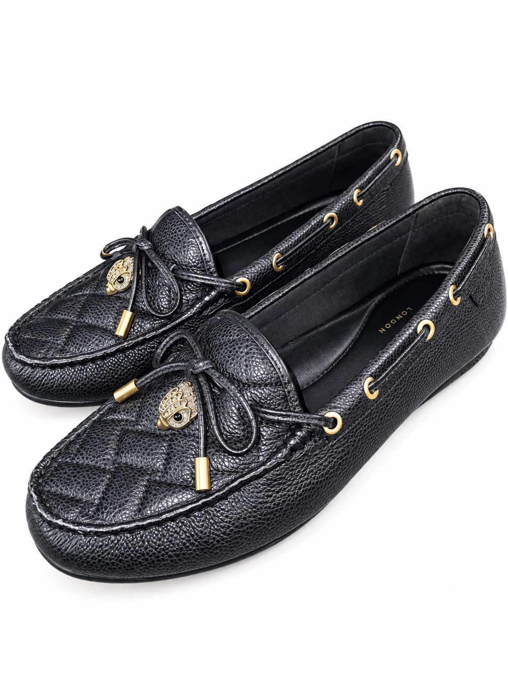 Kurt Geiger London Eagle Black Leather Moccasin Loafers 40.5